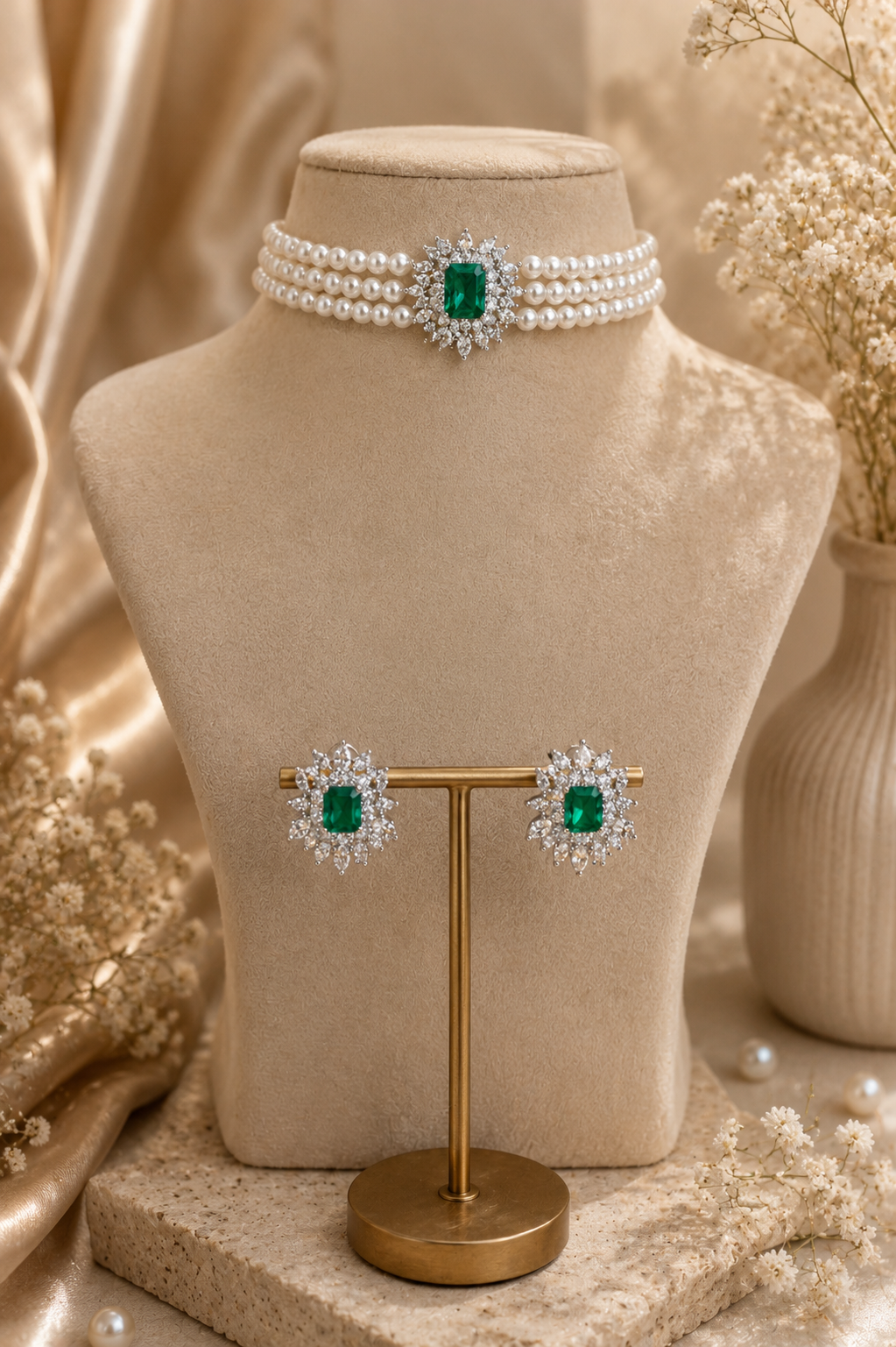 Emerald Halo Set