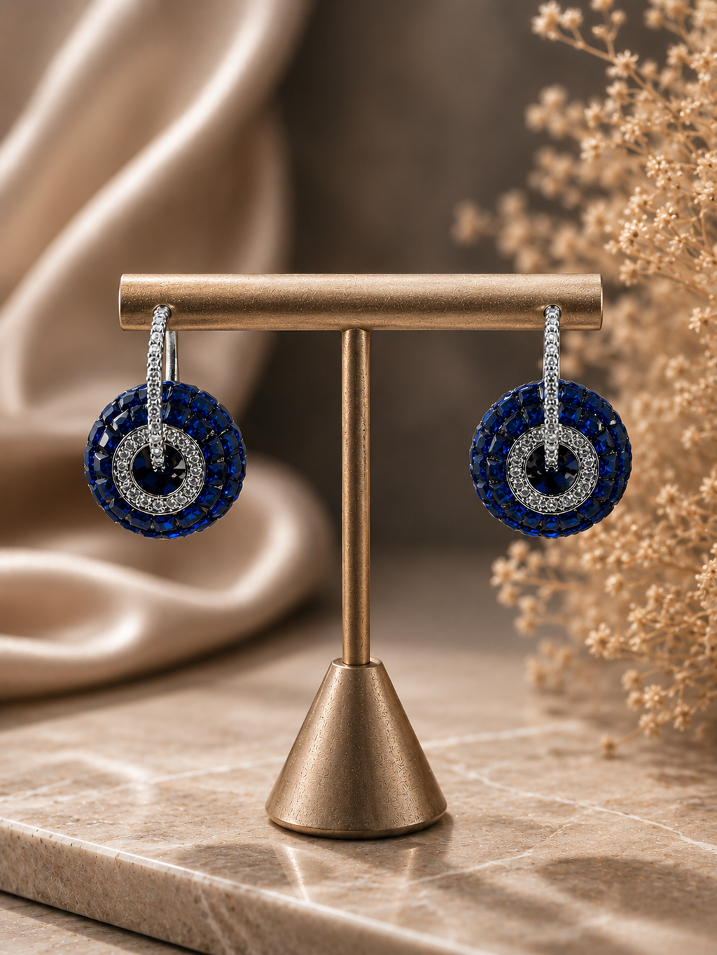 Sapphire Halo Earrings