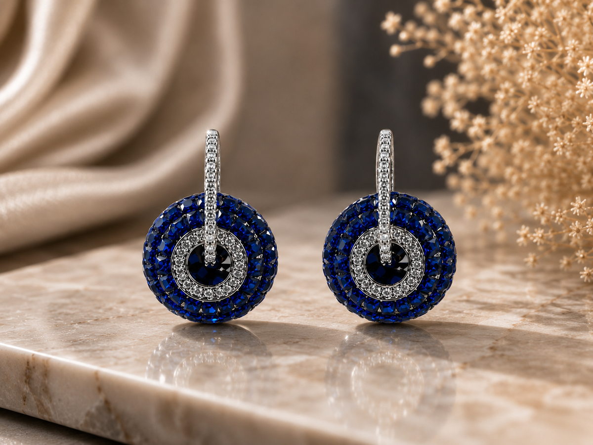 Sapphire Halo Earrings