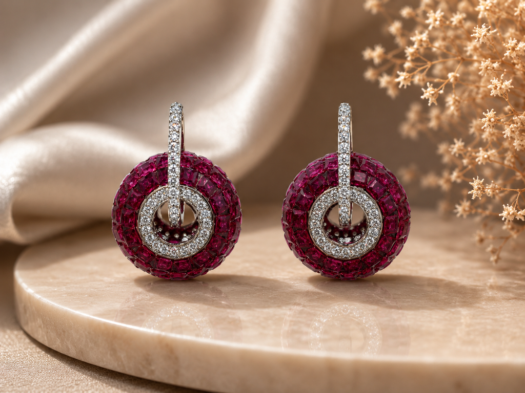 Ruby Halo Earrings