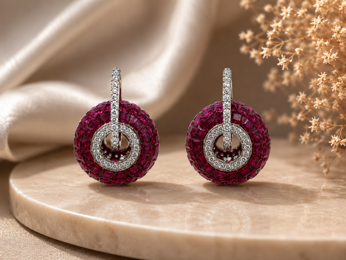 Ruby Halo Earrings
