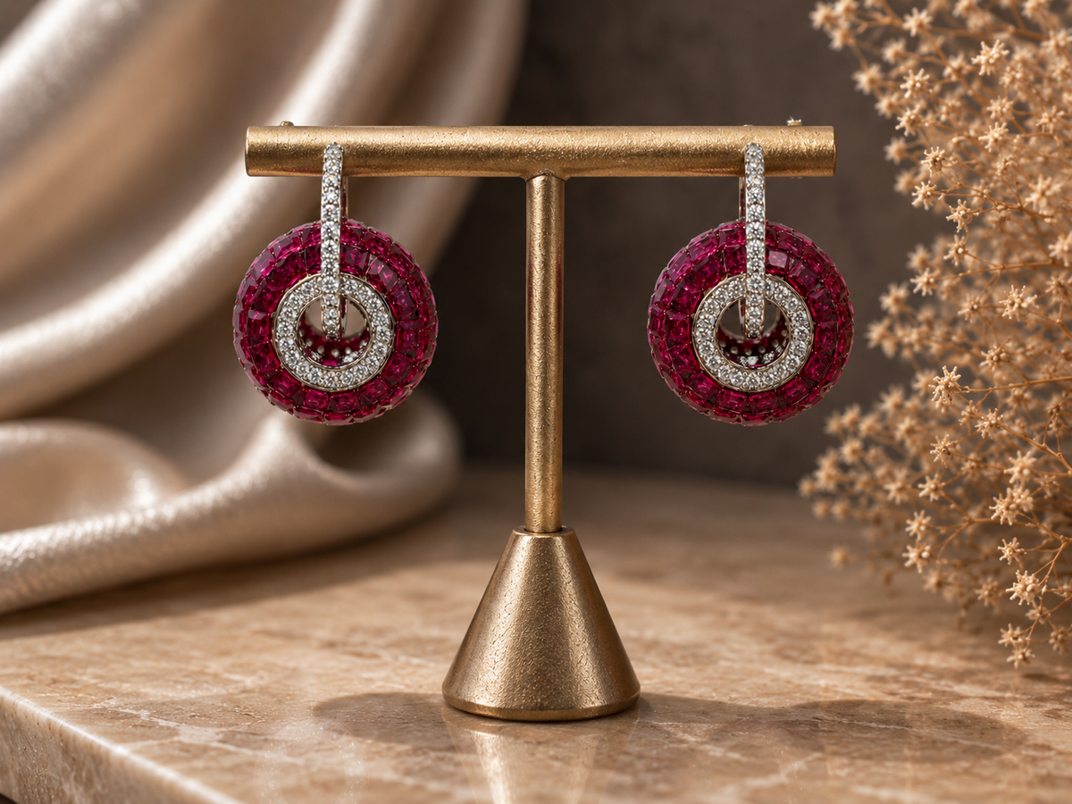 Ruby Halo Earrings