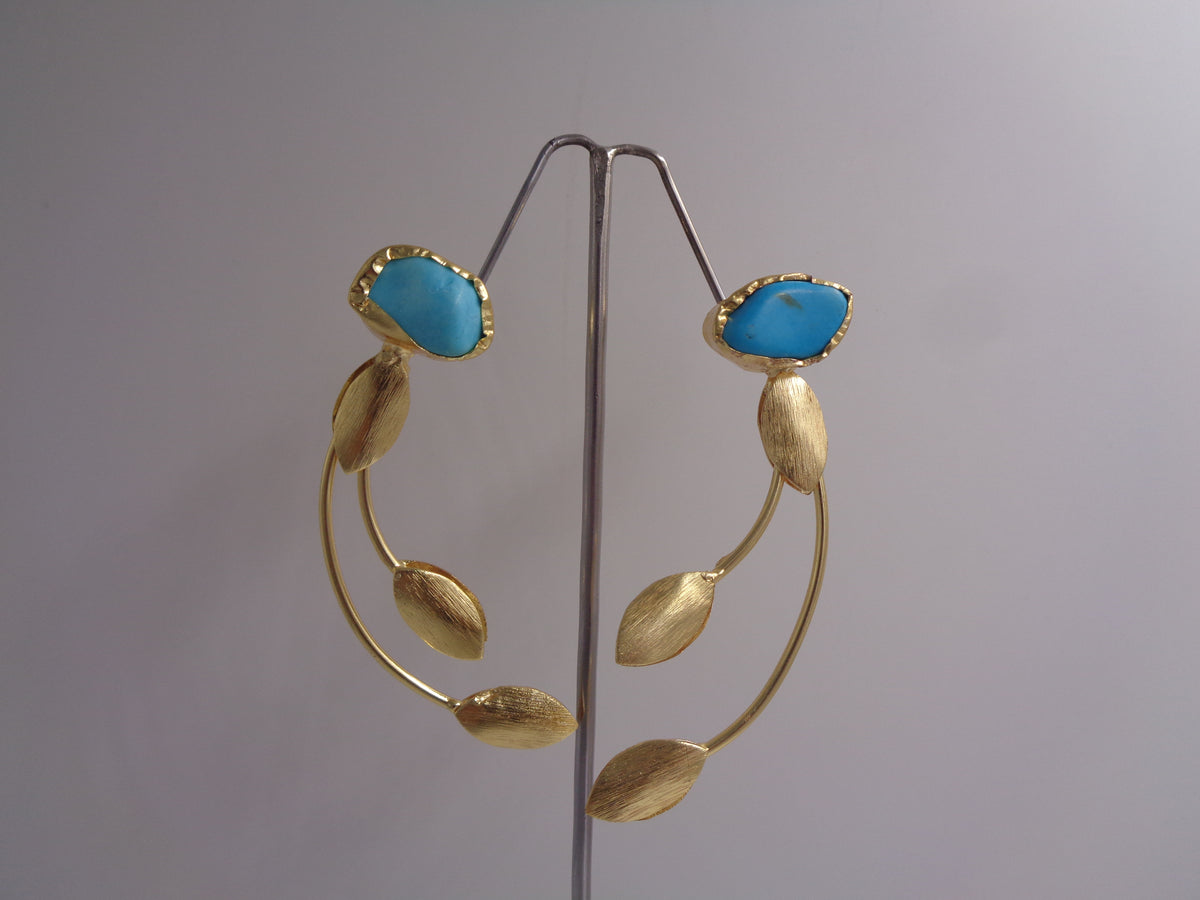 Golden Leaf With Firoza Stone