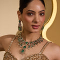 Nirvikar Green Victorian Necklace Set