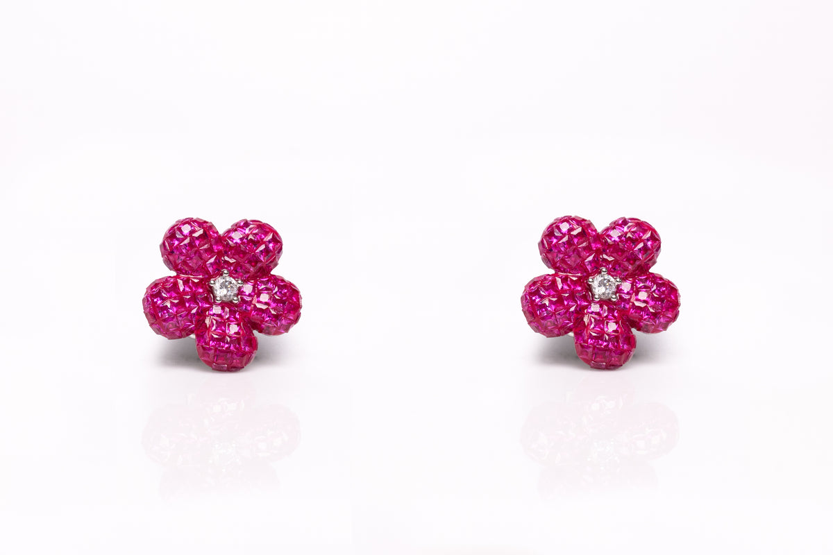 Ruby Floral Blooms Earrings