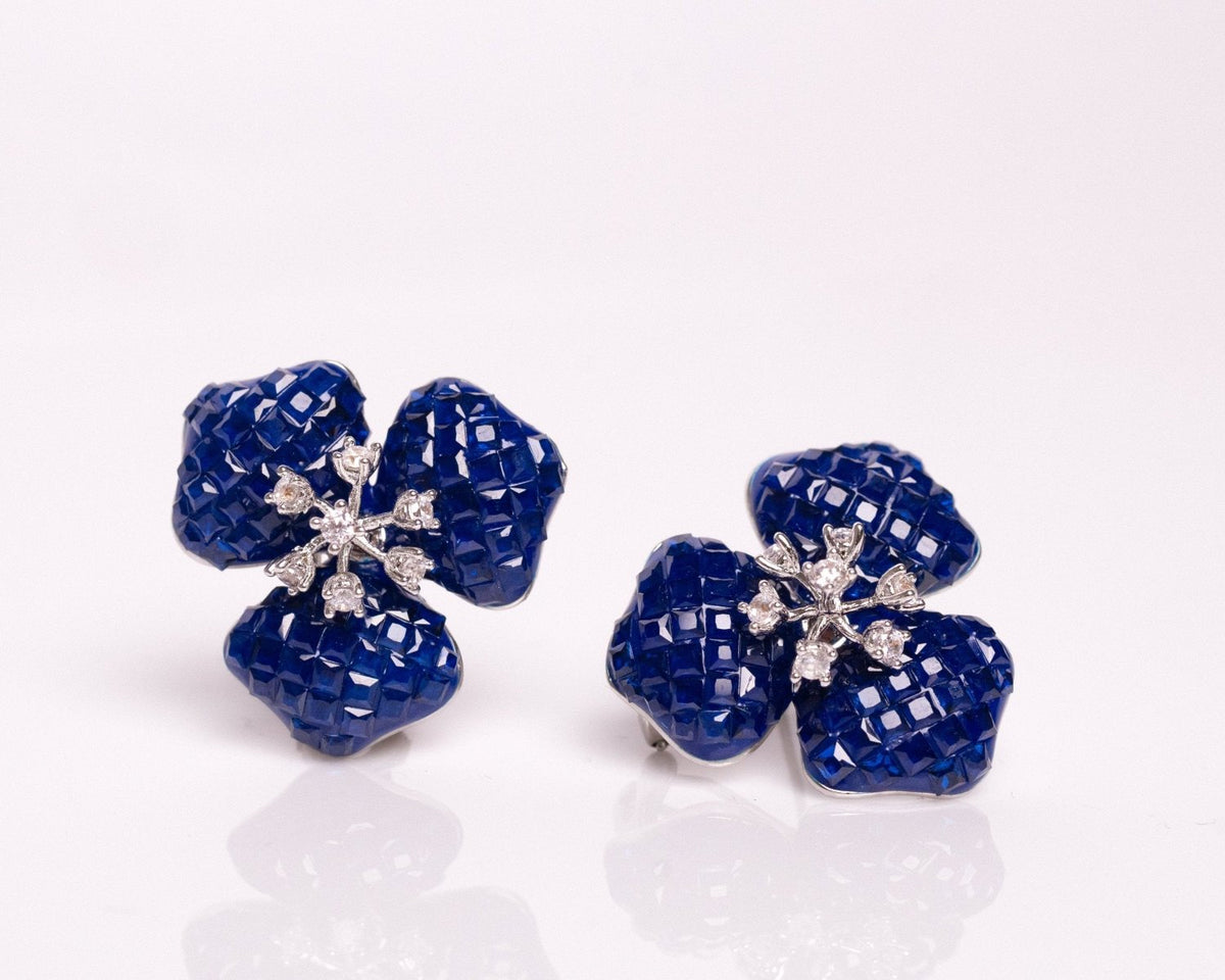 Blue Floral Studs