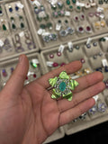 Parrot-Green Floral Earrings