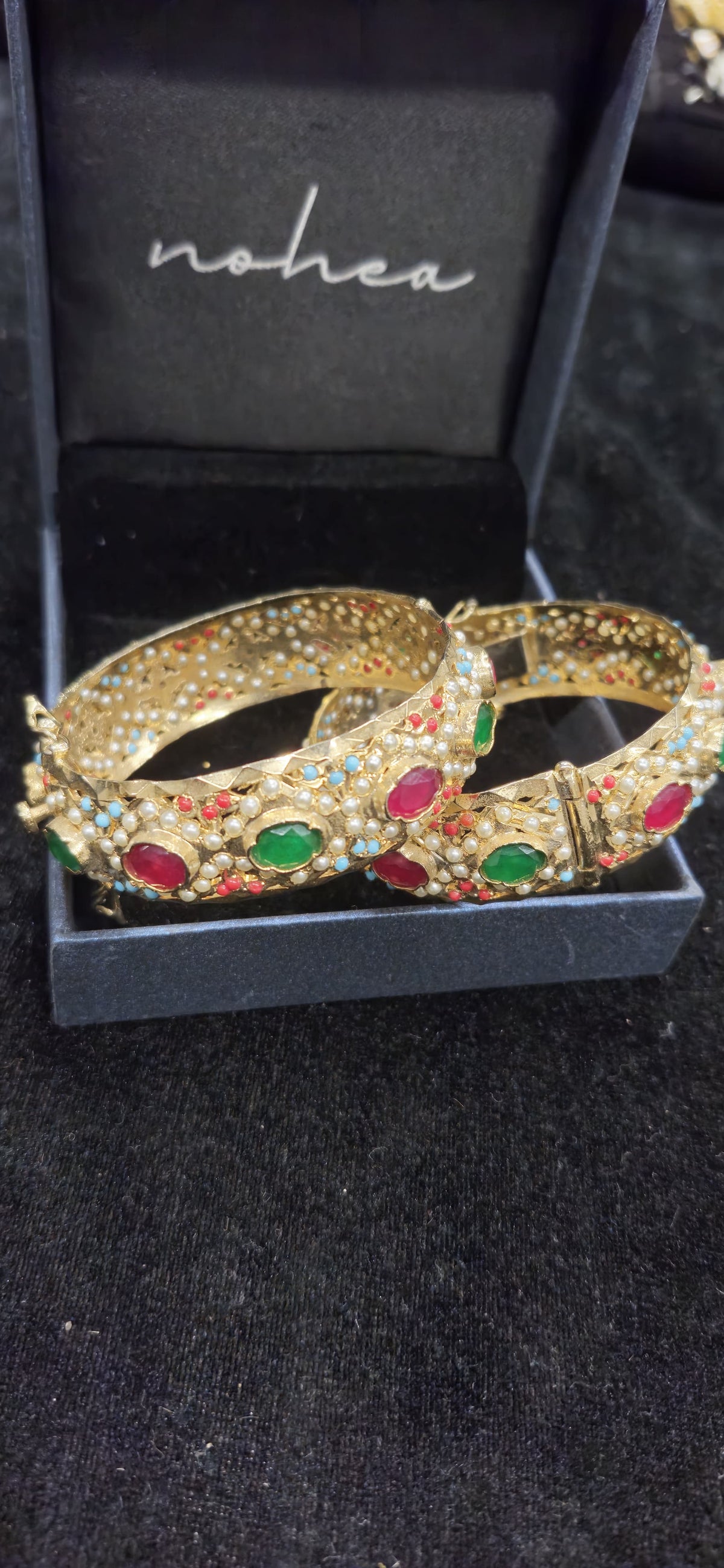 Gold Plated Jadau Bangle Set