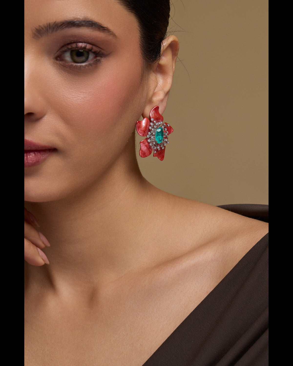 Peach Floral Earrings