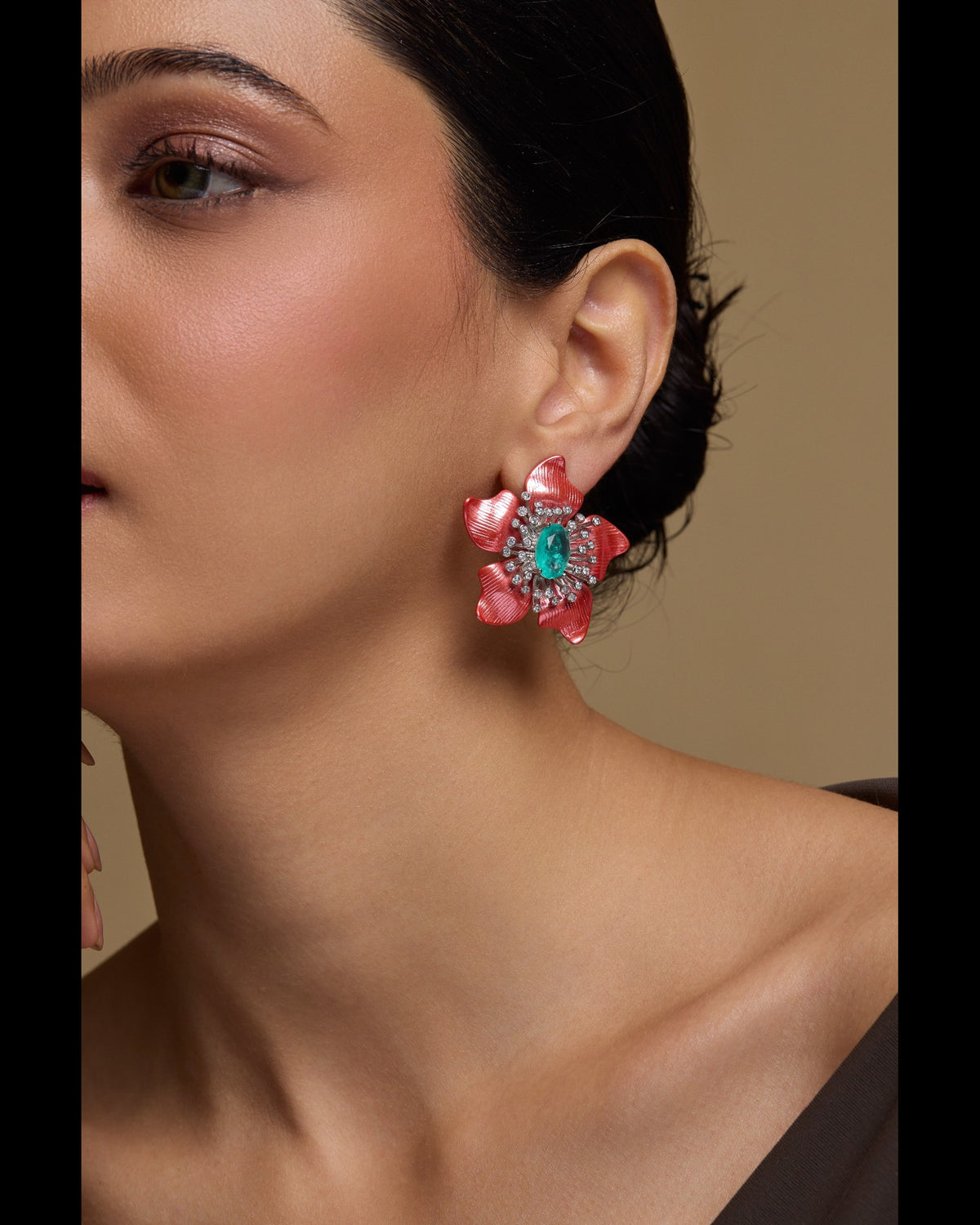 Peach Floral Earrings