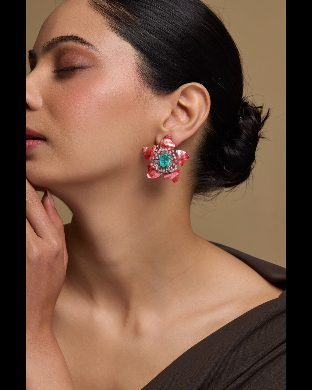 Peach Floral Earrings