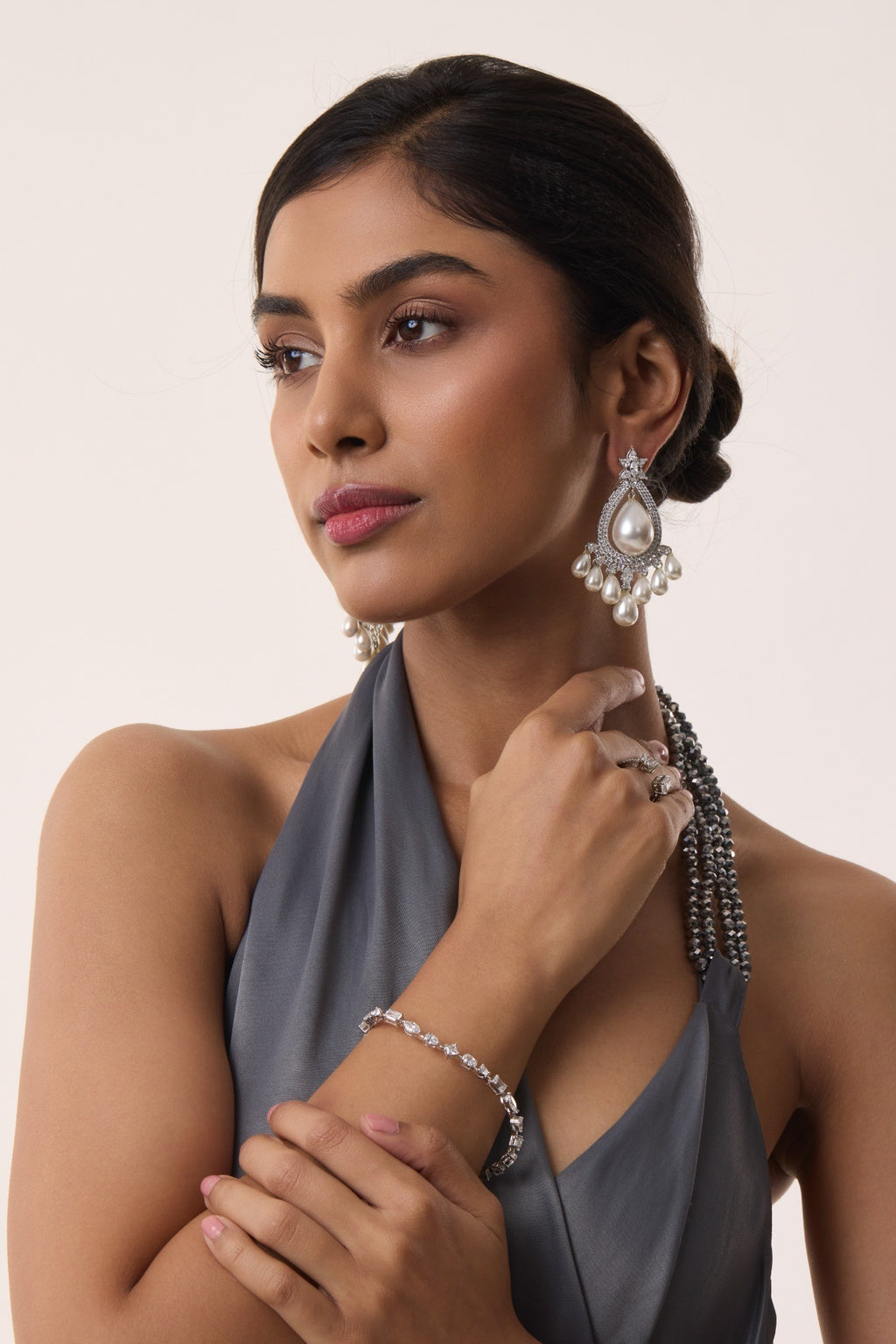 Pearl Teardrop Carved Earrings